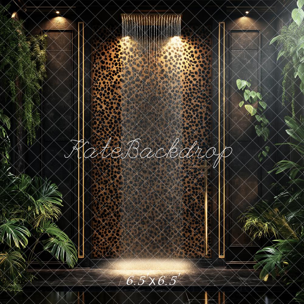 Kate Leopard Wall Tropical Greenery Backdrop Designed by Ashley Paul