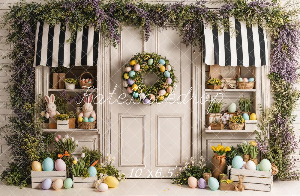 Kate Easter Bunny Eggs Floral Door Backdrop Designed by Emetselch