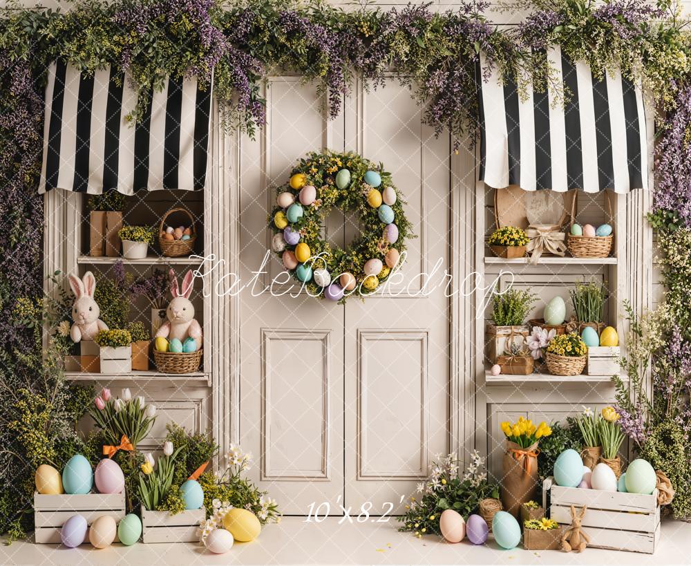 Kate Easter Bunny Eggs Floral Door Backdrop Designed by Emetselch