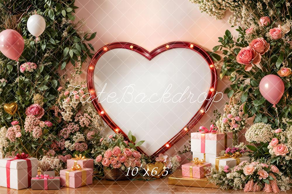 Kate Valentine Heart Frame Balloons Gifts Fleece Backdrop Designed by Emetselch