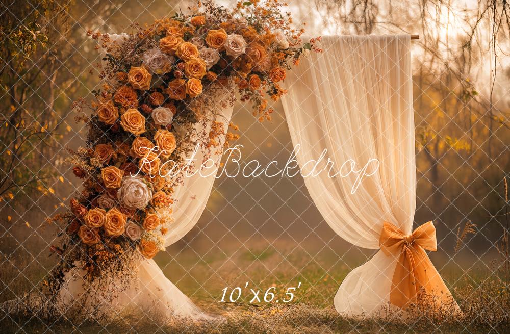 On Sale Kate Autumn Floral Arch Cream Curtains Backdrop Designed by Emetselch -UK
