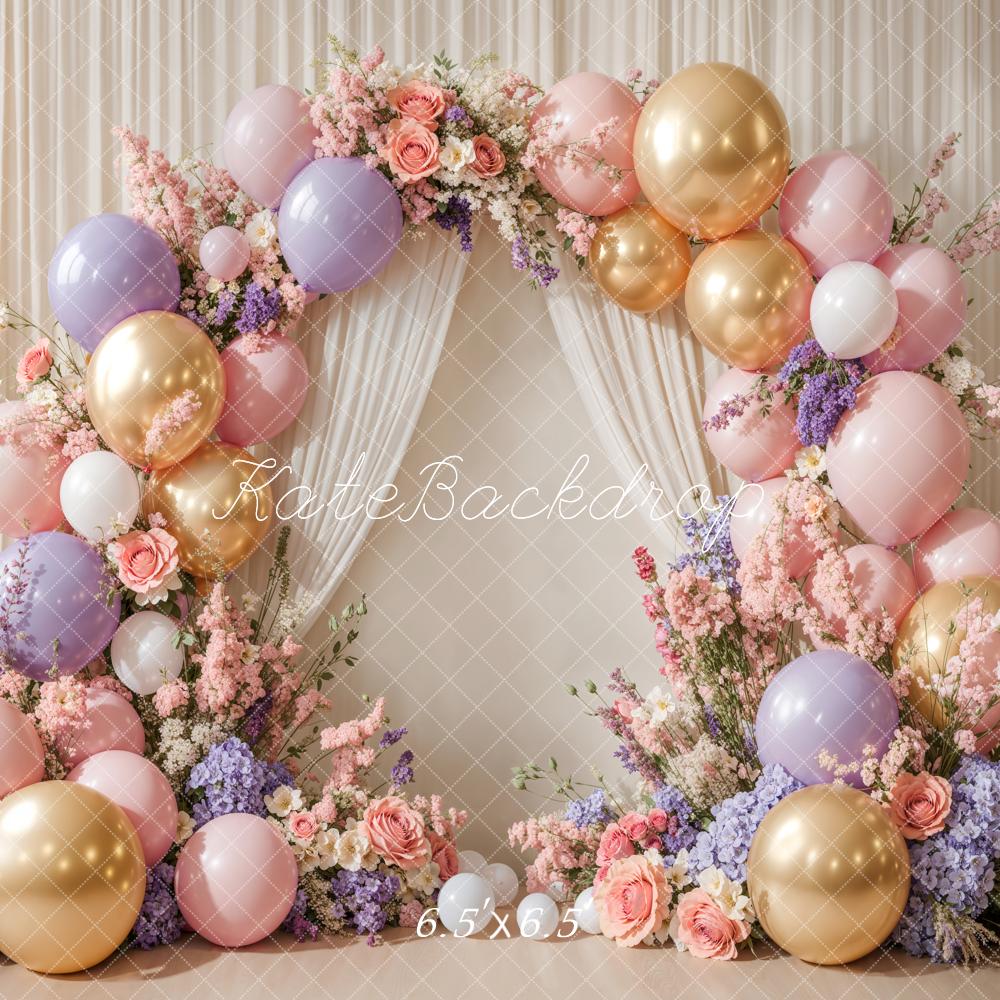 Kate Cake Smash Floral Balloon Arch Backdrop Designed by Emetselch