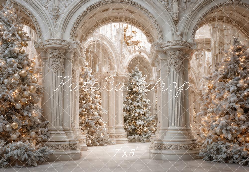 Kate Christmas Snowy Trees White Palace Backdrop Designed by Ashley Paul -UK