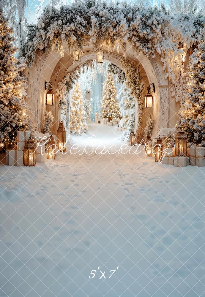 Kate Christmas Snowy Arch Trees Lanterns Backdrop Designed by Emetselch -UK