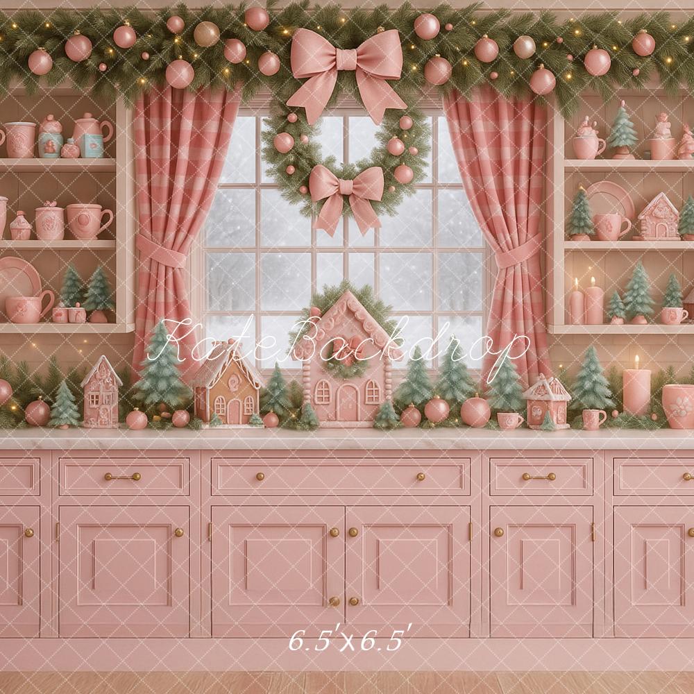 Kate Christmas Pink Kitchen Garland Backdrop Designed by Ashley Paul