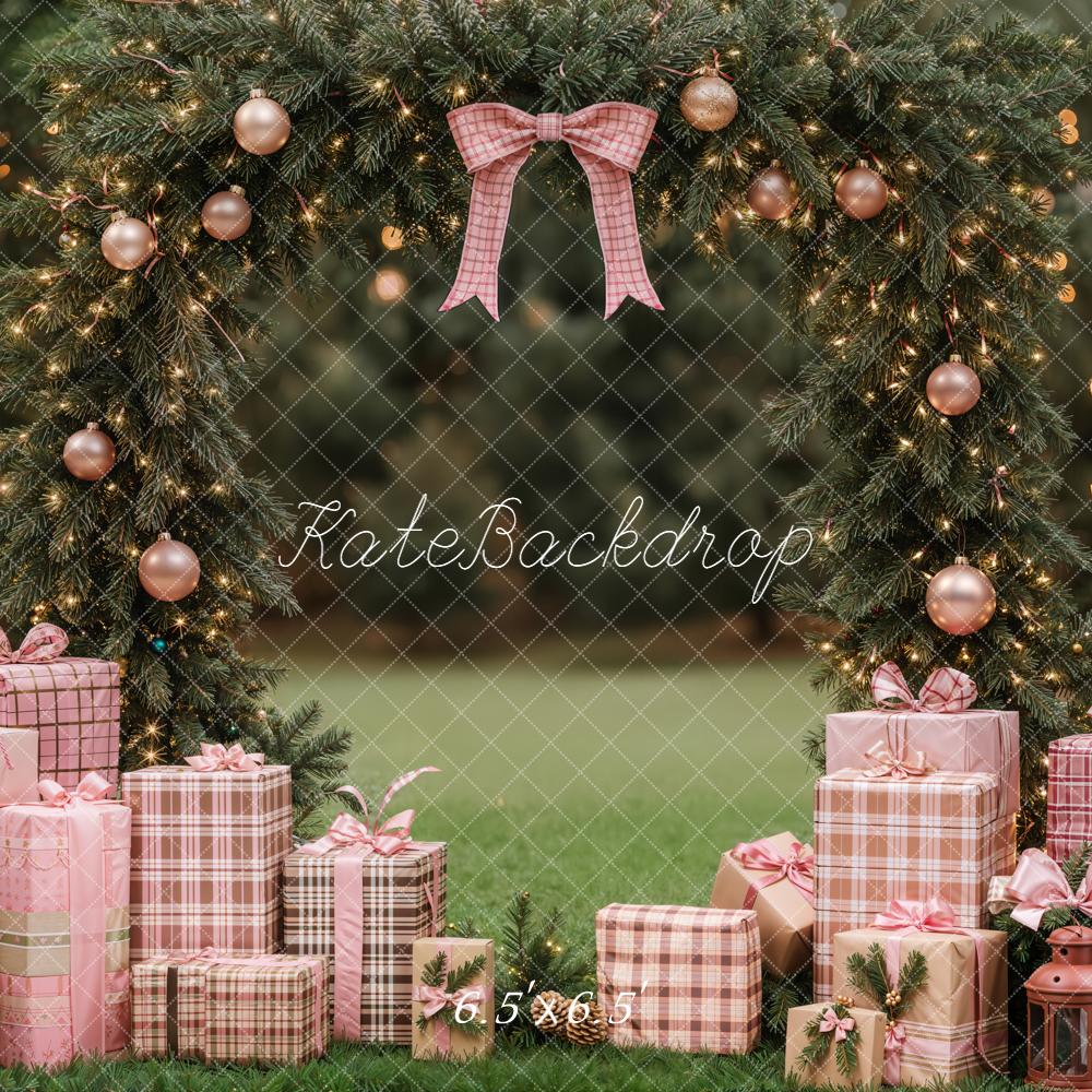 Kate Christmas Garland Arch Pink Presents Backdrop Designed by Emetselch