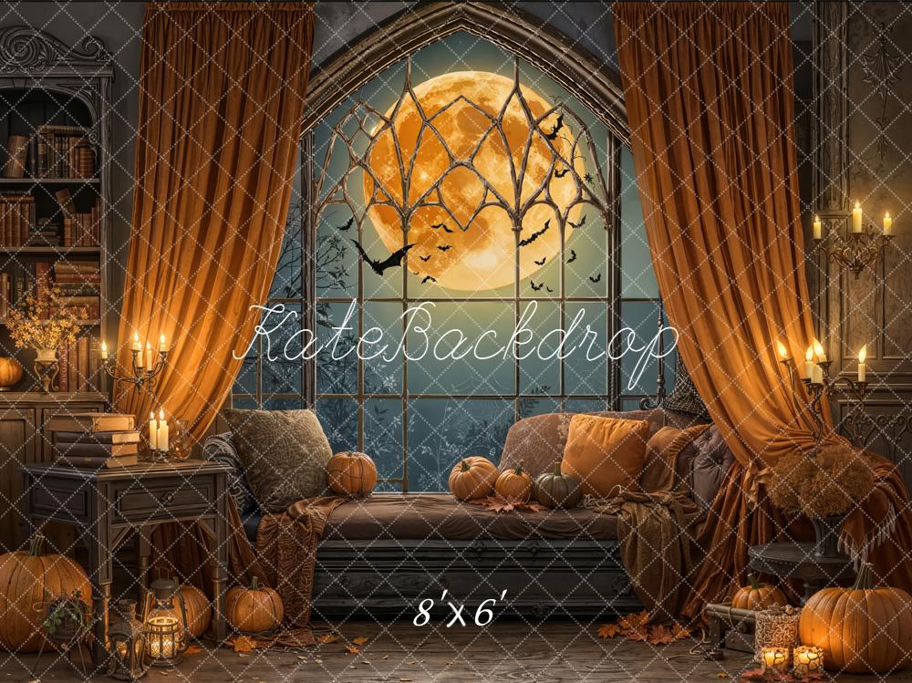 Kate Halloween Moon Pumpkins Window Backdrop Designed by Emetselch -UK