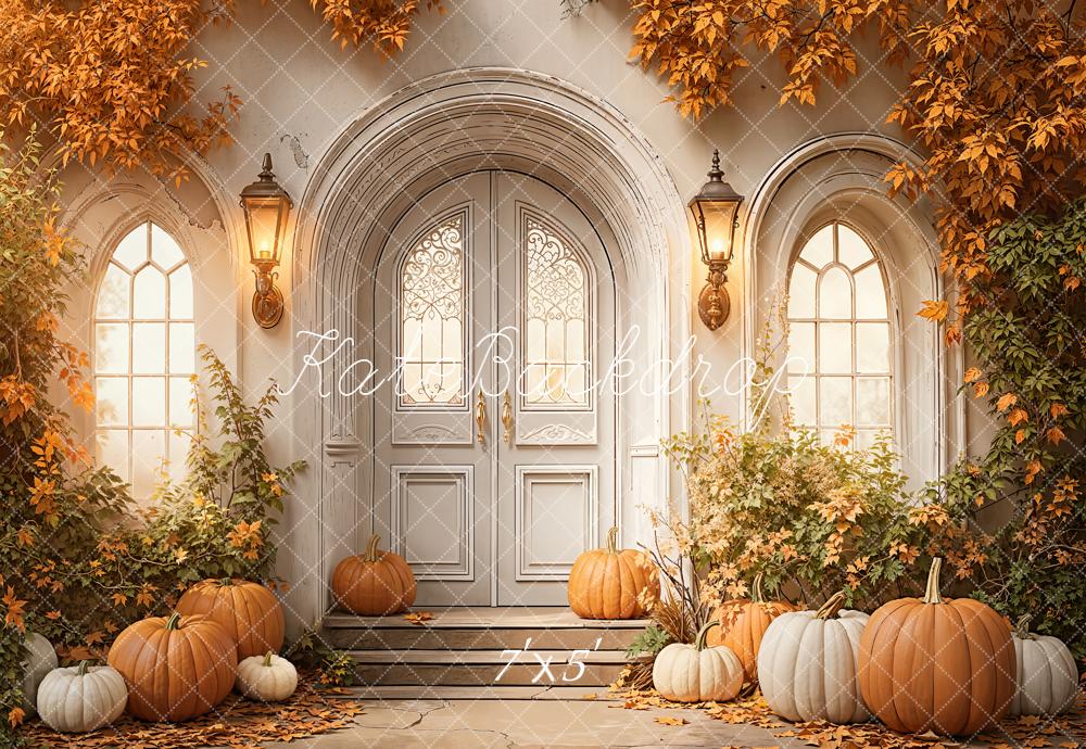 Kate Autumn Pumpkins Archway Lanterns Backdrop Designed by Emetselch