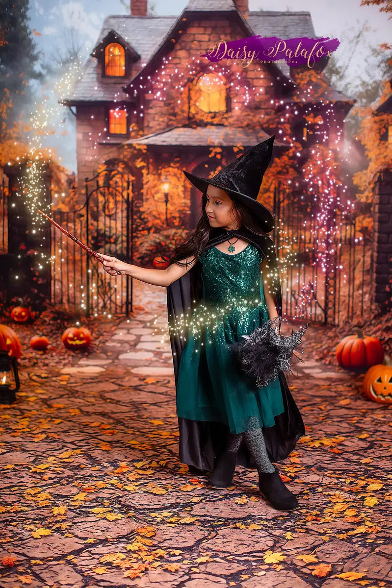 Kate Halloween Autumn House Maple Tree Backdrop Designed by Emetselch -UK