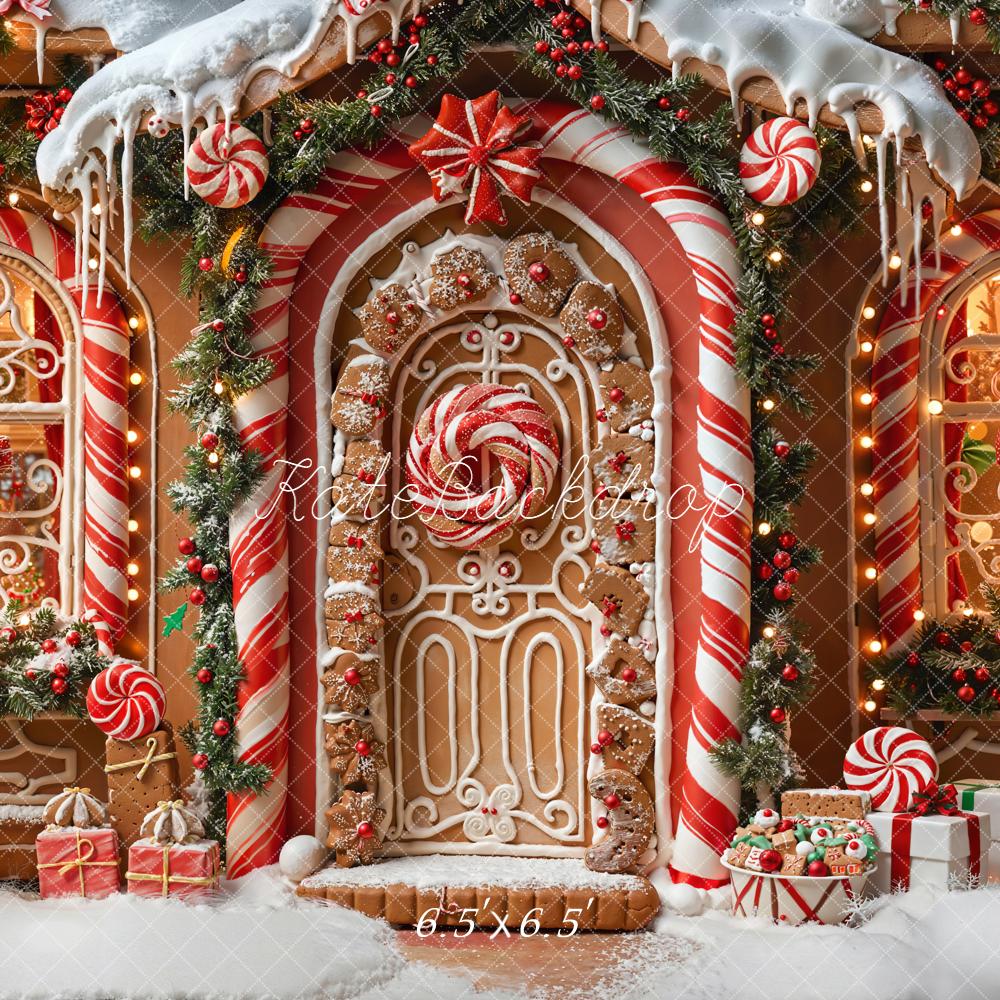 Kate Christmas Gingerbread House Candy Cane Lollipops Backdrop Designed by Emetselch