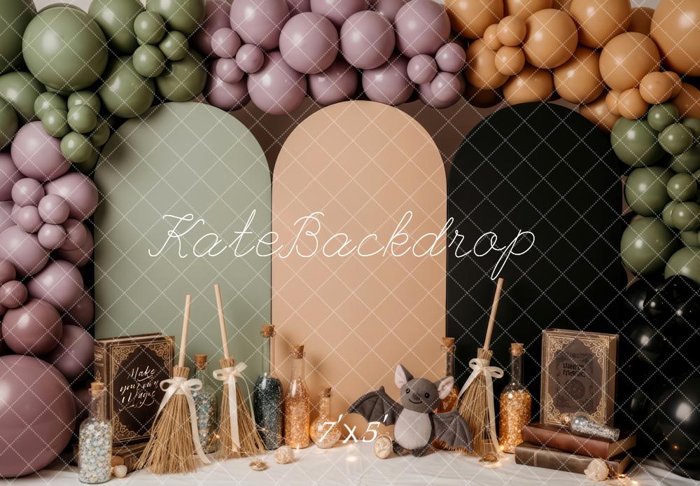 Kate Halloween Brooms Balloons Arched Panels Backdrop Designed by Patty Robert