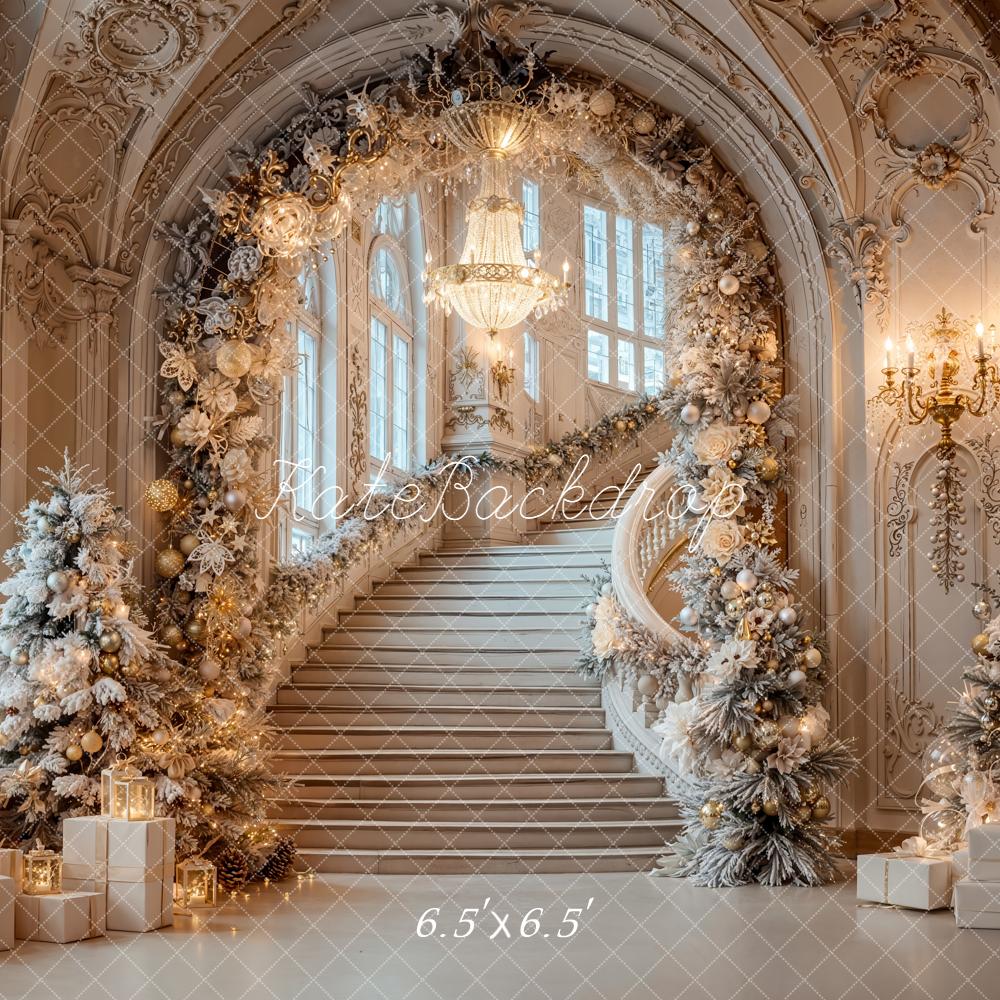 Kate Christmas Cascading Stairs Floral Arch Backdrop Designed by Emetselch -UK