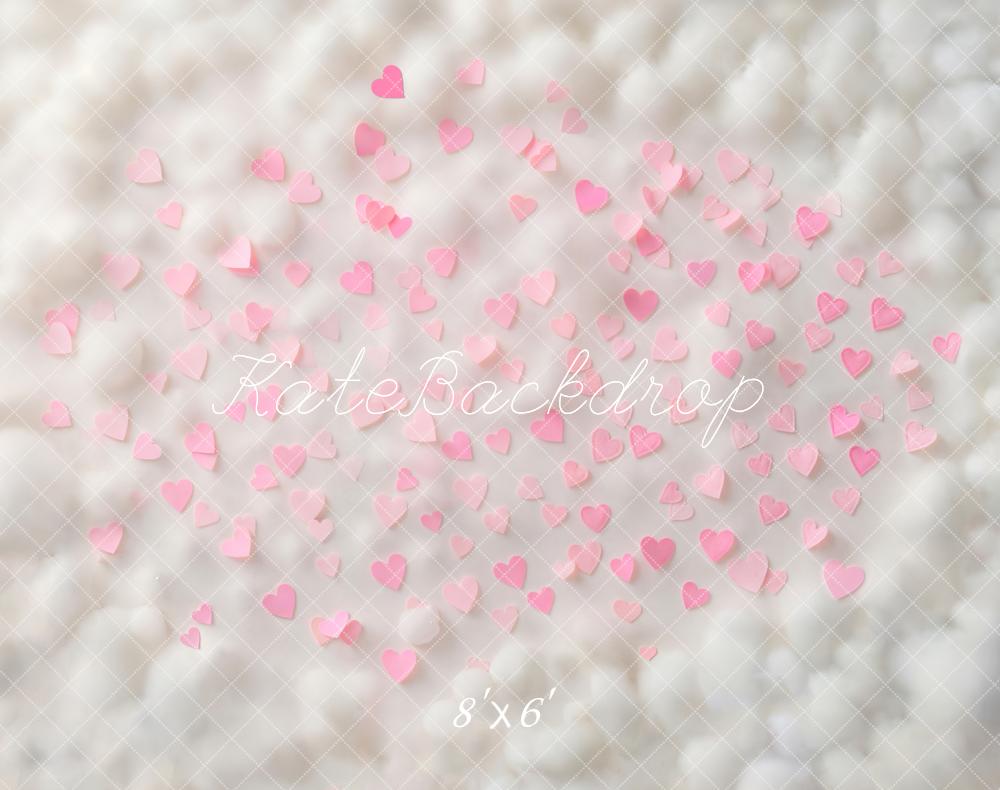 Kate Pink Hearts Cloudy Texture Fleece Backdrop Designed by Emetselch -UK