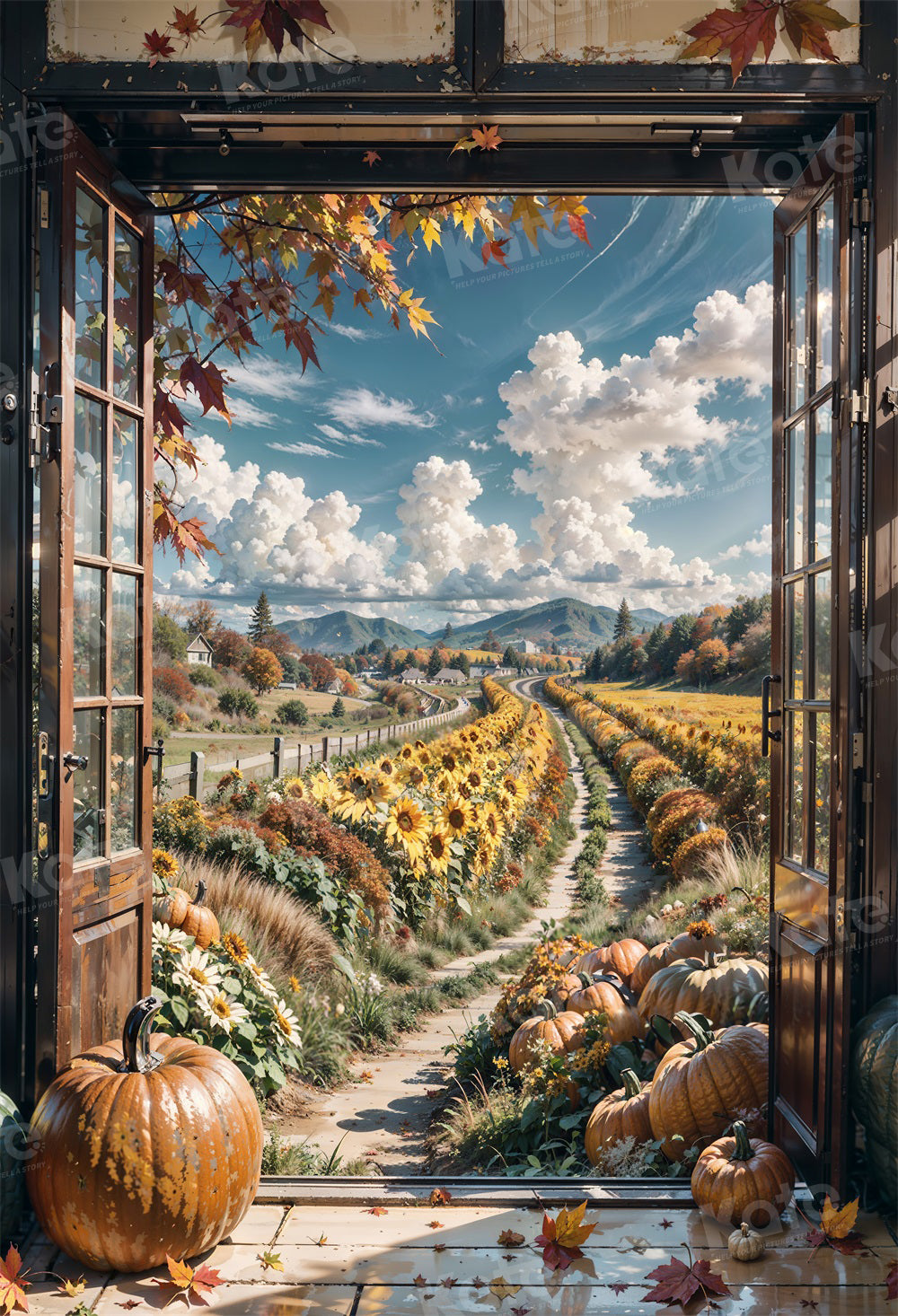 Kate Autumn Farm Sunflower Field Backdrop for Photography -UK