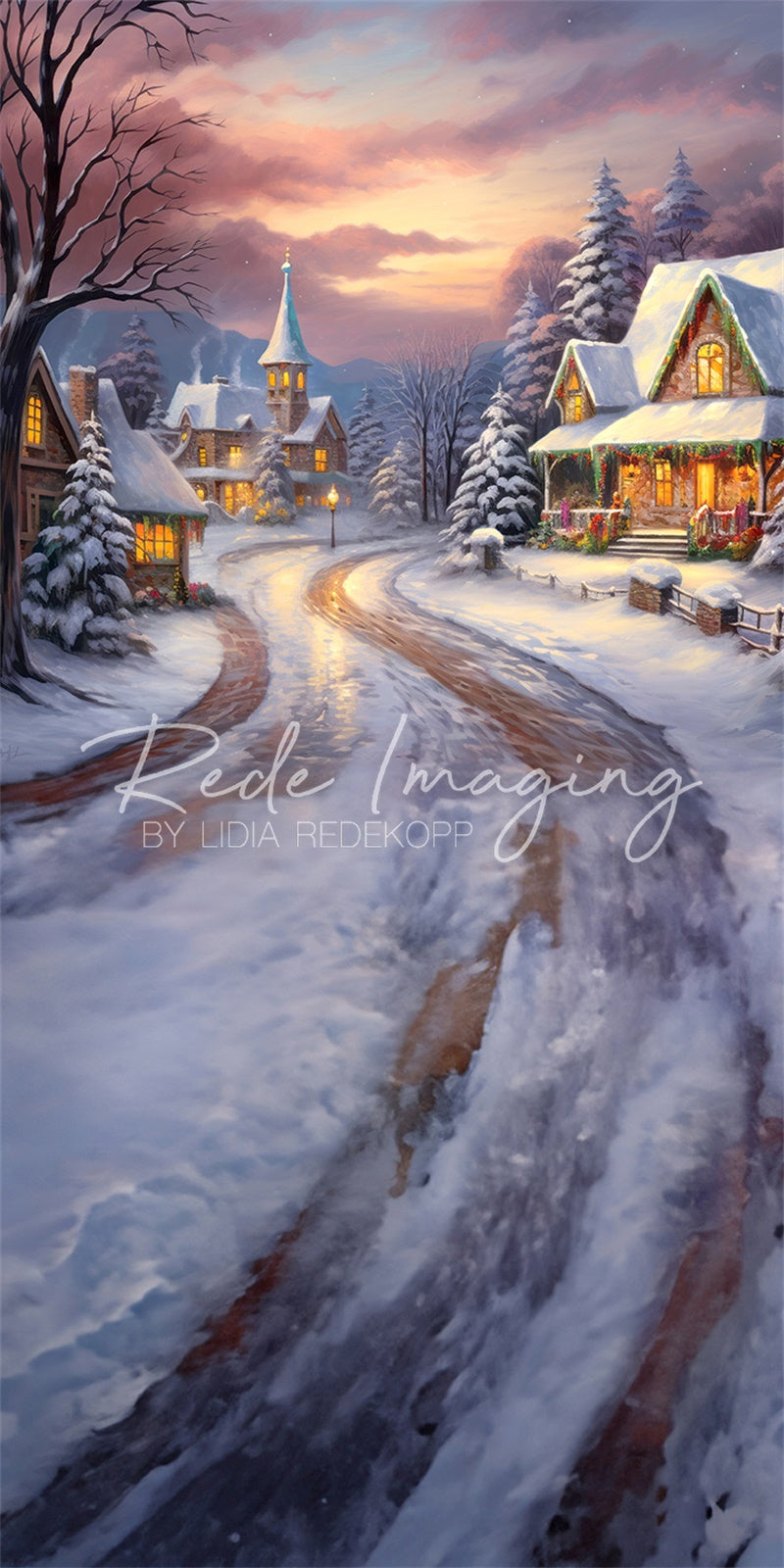 Kate Sweep Cozy Village Christmas Backdrop Designed by Lidia Redekopp