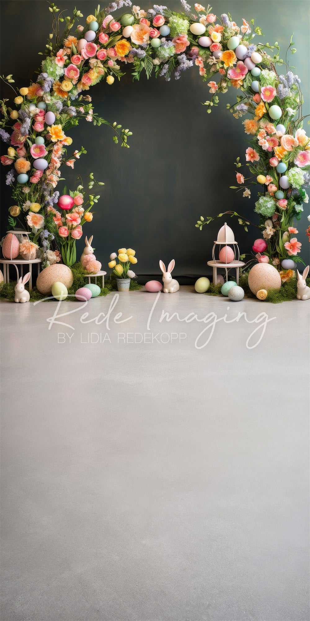 Kate Sweep Easter Eggs Flowers Arch Backdrop Designed by Lidia Redekopp