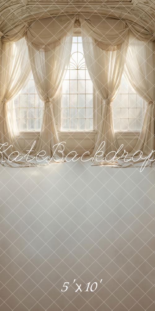 Kate Sweep Vintage White Curtain Arched Window Backdrop Designed by Emetselch