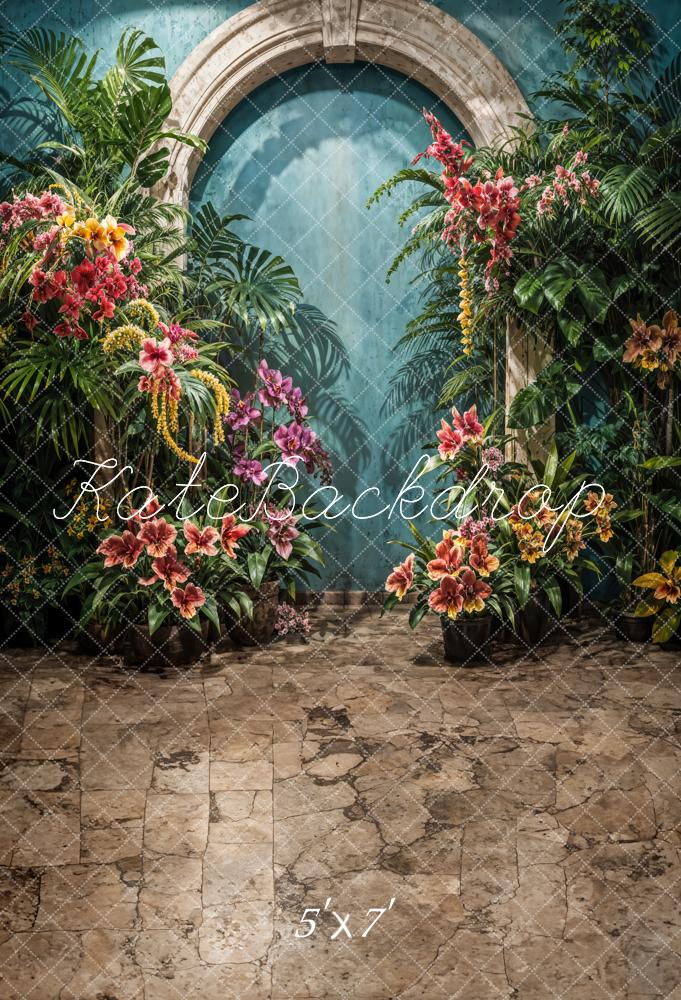 Kate Tropical Flower Arch Green Wall Backdrop Designed by Emetselch