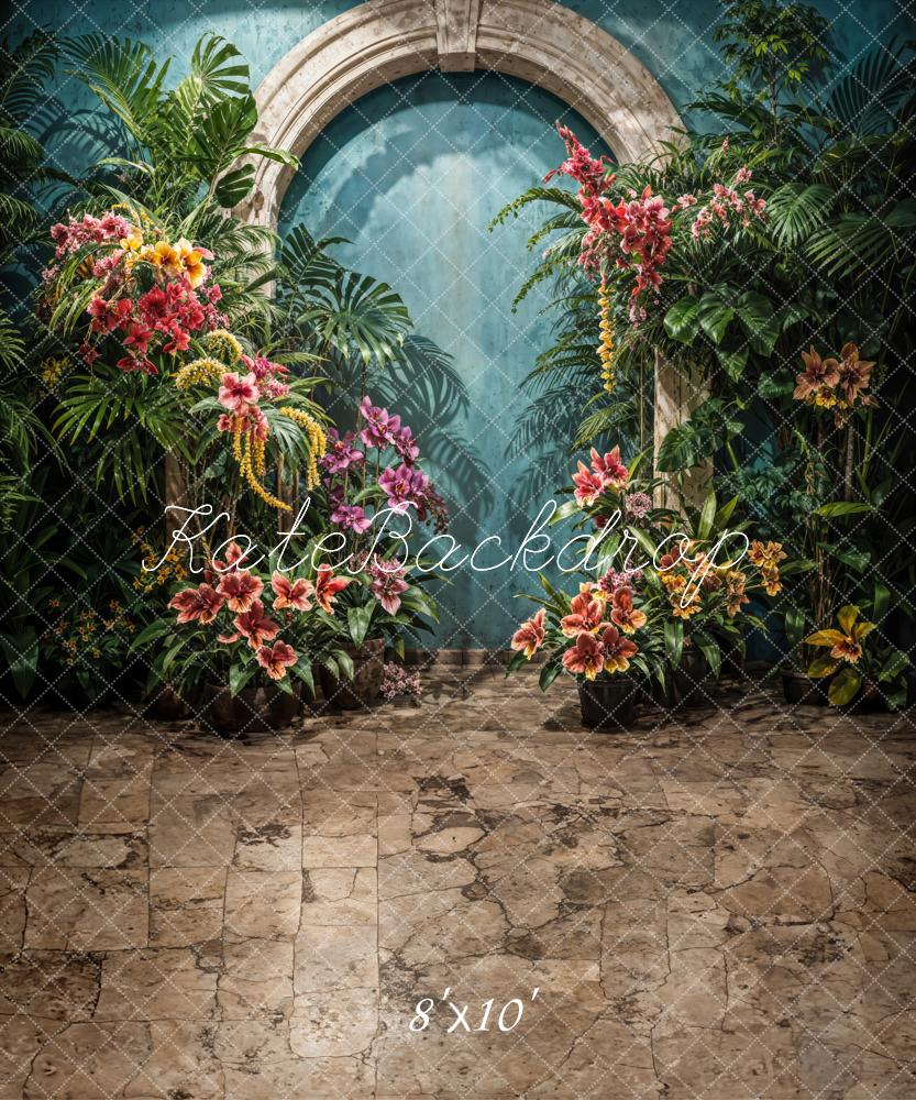 Kate Tropical Flower Arch Green Wall Backdrop Designed by Emetselch