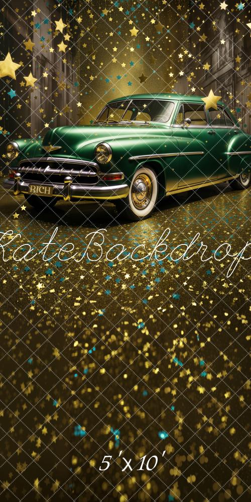Kate Sweep Sparkling Star Night Street Green Car Designed by Chain Photography