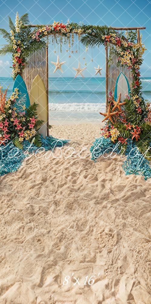 Kate Sweep Summer Tropical Flower Seaside Surfboard Backdrop Designed by Chain Photography