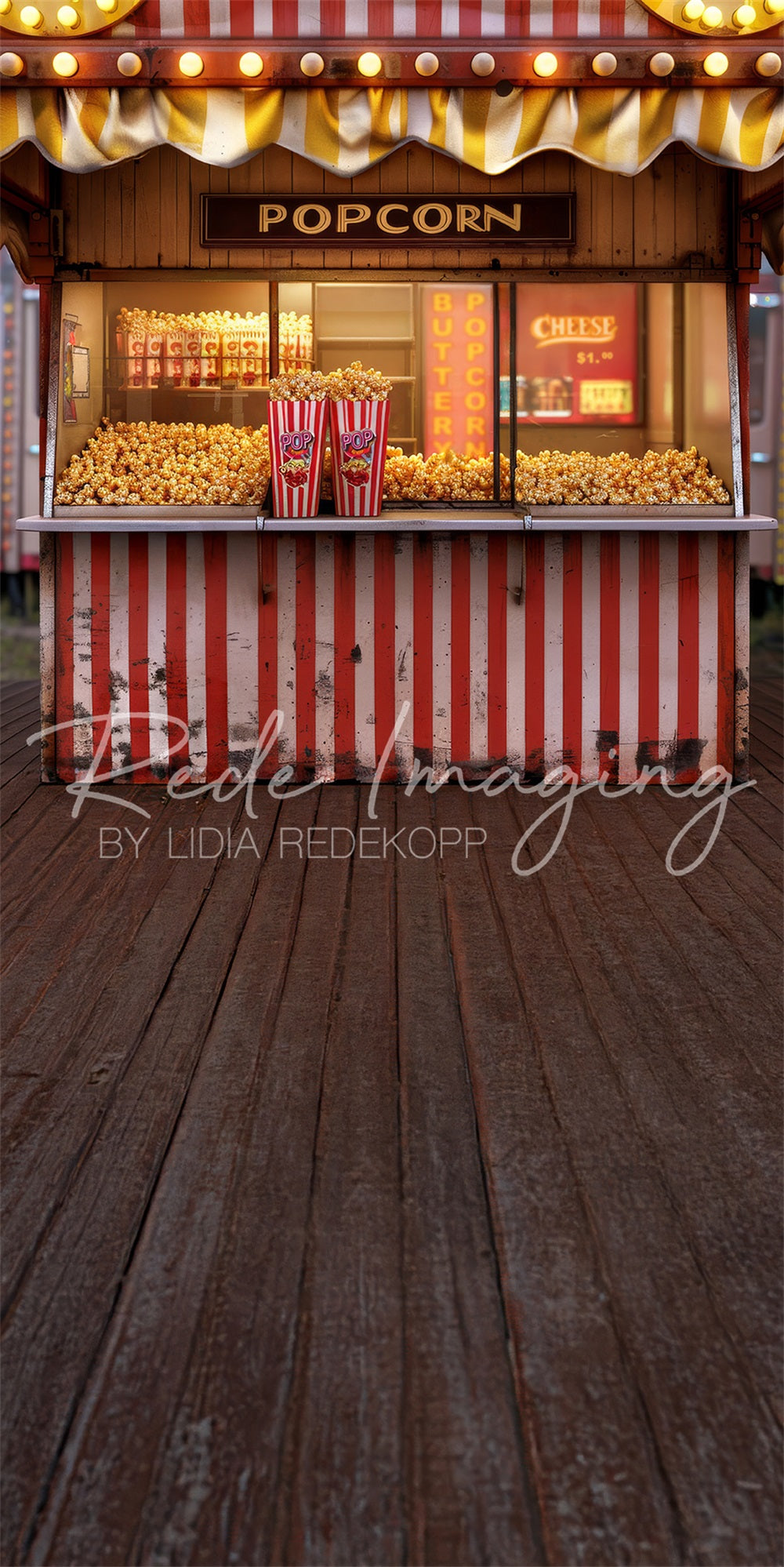 Kate Sweep Retro Carnival Popcorn Stand Backdrop Designed by Lidia Redekopp -UK