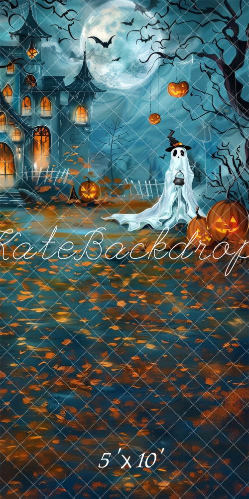 Kate Sweep Halloween Cartoon Ghost Pumpkin Backdrop Designed by Lidia Redekopp