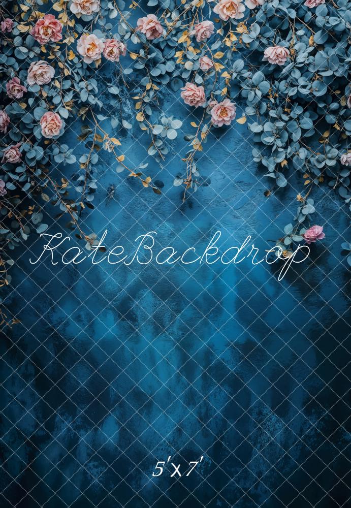 Kate Fine Art Flower Blue Vintage Backdrop Designed by Emetselch
