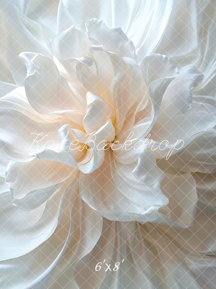 Kate White Flower Satin Backdrop Designed by Emetselch -UK