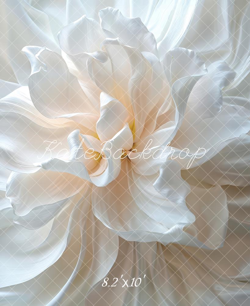 Kate White Flower Satin Backdrop Designed by Emetselch -UK