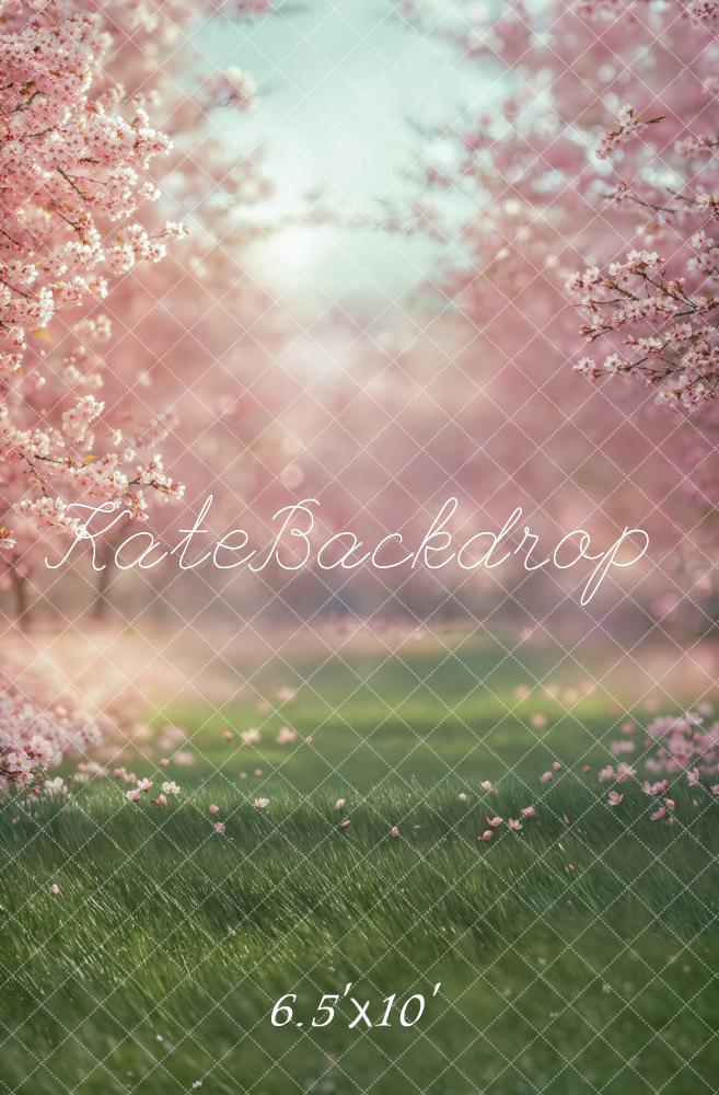 Lightning Deals Kate Spring Cherry Blossom Grass Backdrop Designed by Emetselch -UK