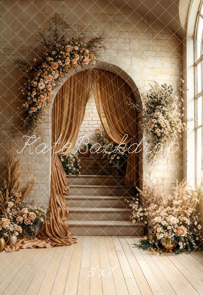 On Sale Kate Boho Arch Cascading Stairs Floral Backdrop Designed by Emetselch -UK