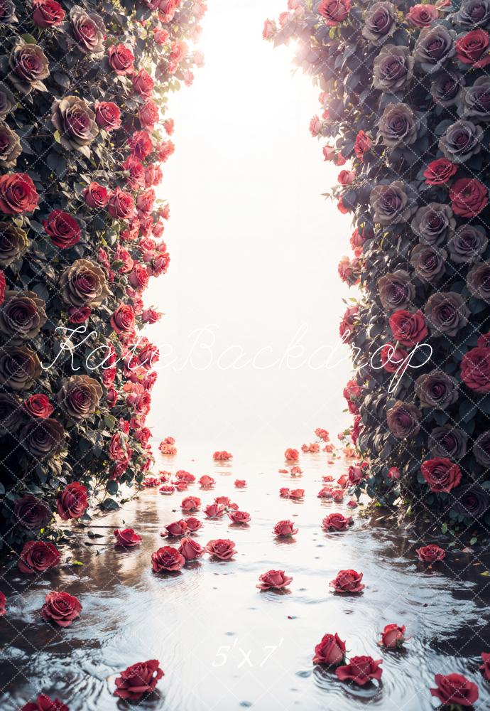 Kate Dark Rose Flower Wall Backdrop Designed by Emetselch -UK
