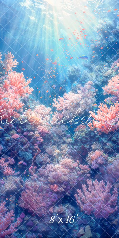 Kate Sweep Mermaid Underwater Coral Reef Backdrop Designed by Emetselch