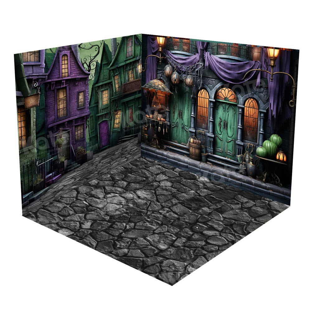 Kate Halloween Green Purple Deserted Street Room Set