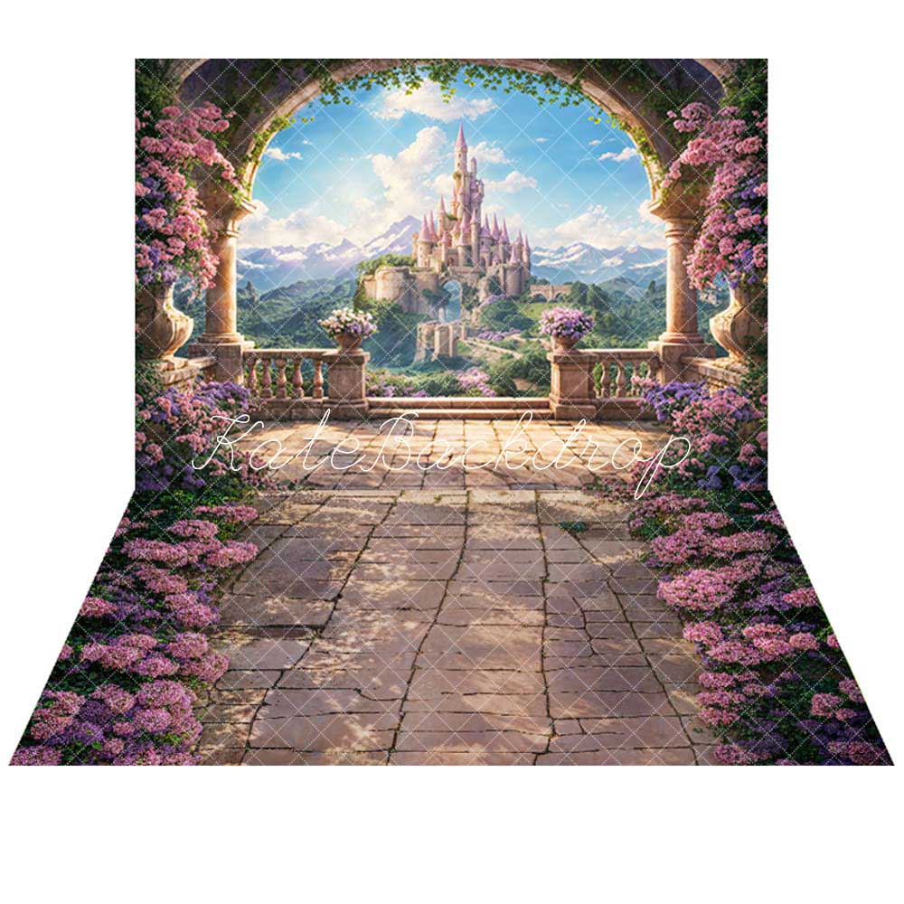 Kate Spring Flower Arch Windowsill Castle Backdrop+Flowers Stone Path Floor Backdrop -UK