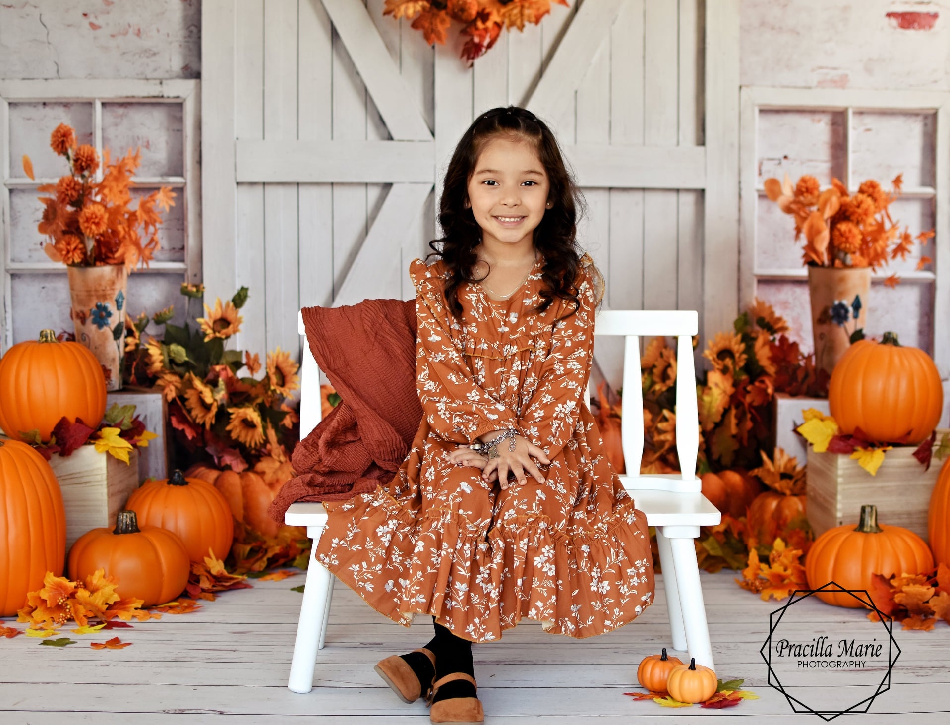 Kate Autumn Pumpkins Thanksgiving Barn Backdrop Designed by Emetselch