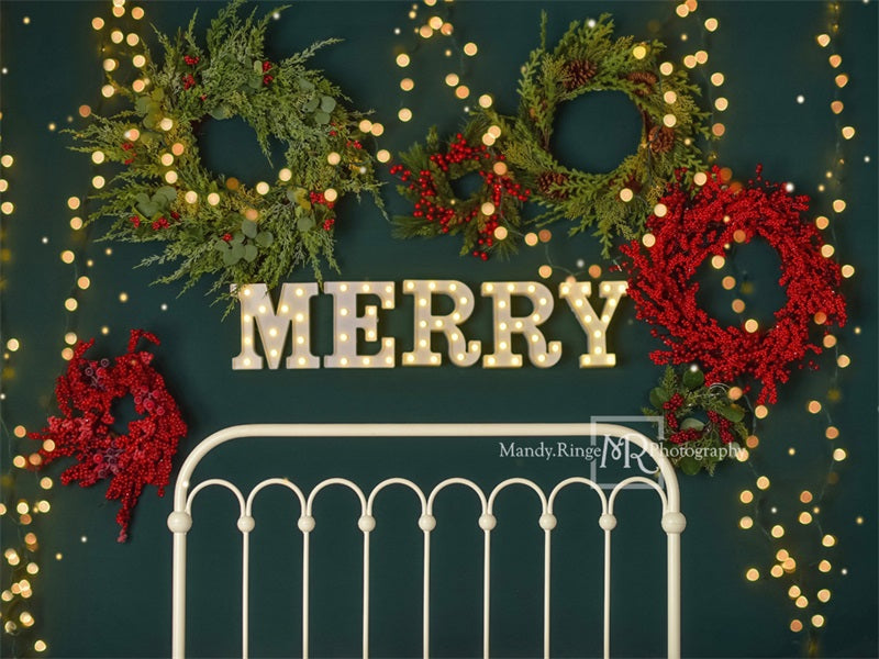 Kate Merry Christmas Fleece Backdrop Sparkle Headboard Designed By Mandy Ringe Photography -UK