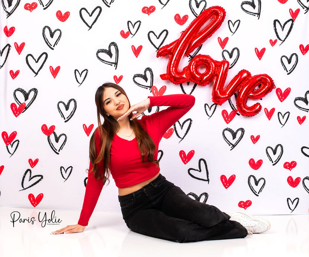 Kate Valentine's Day Red Hearts Backdrop for Photography