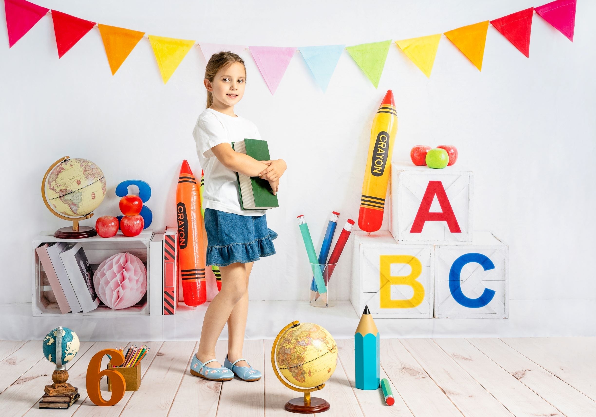 Kate Back to School Fleece Backdrop Crayon for Photography