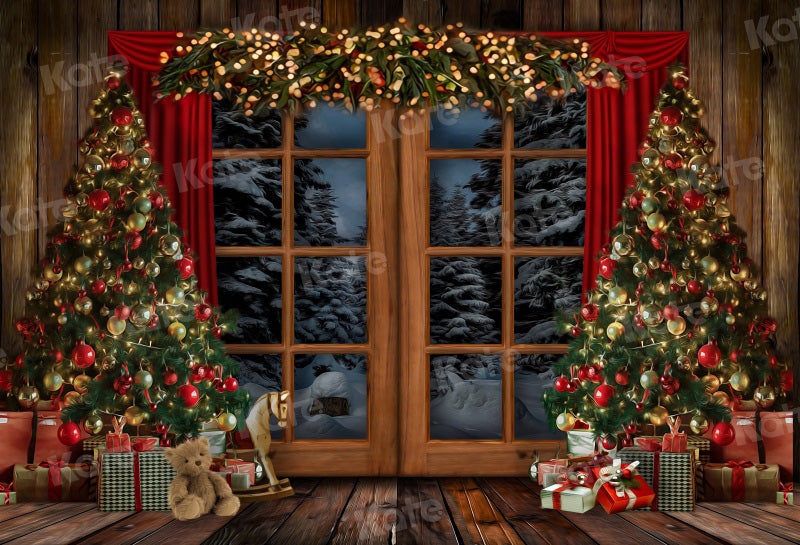 Kate Christmas Window Vintage Wood Tree Backdrop for UK address