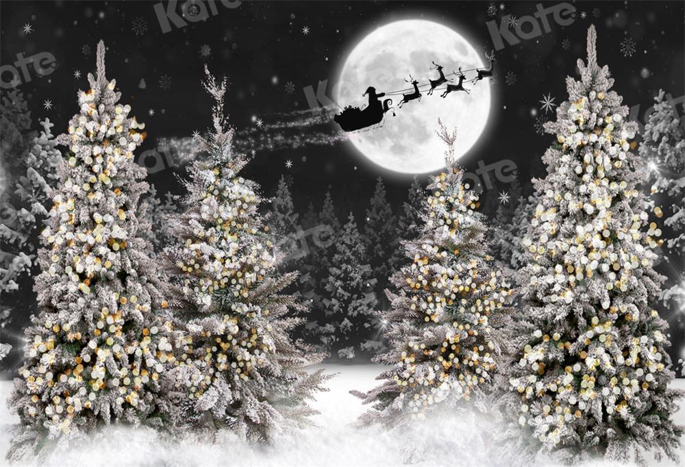 Kate Christmas Night Forest Moon Backdrop for Photography