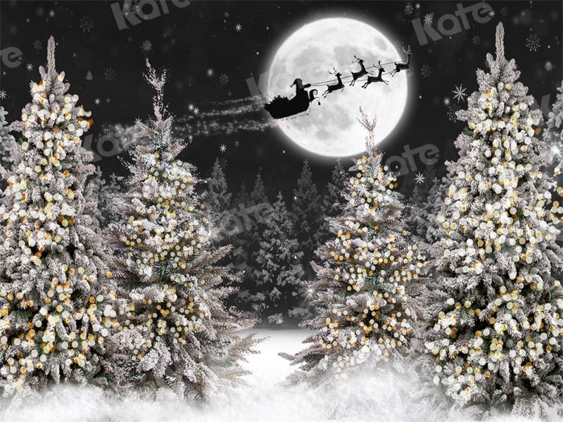 Kate Christmas Night Forest Moon Backdrop for Photography