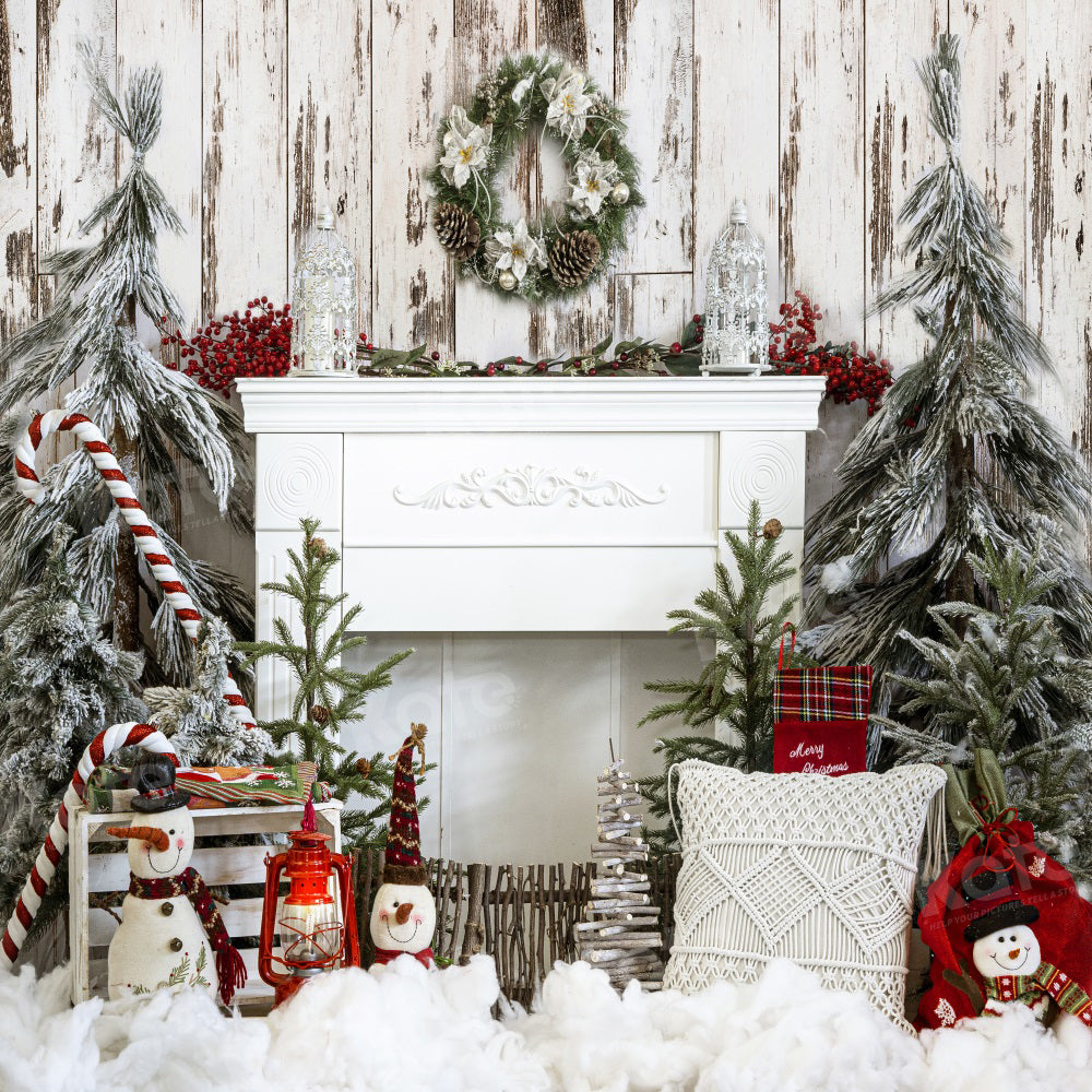 Kate Christmas Fireplace Oak Tree Backdrop for Photography