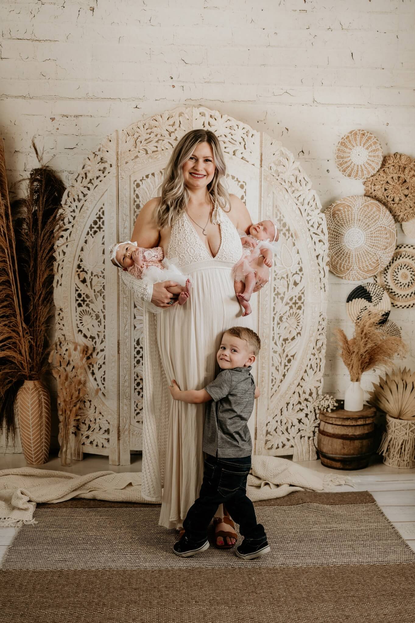 Kate Boho Screen with Pampas Grass Fleece Backdrop Designed by Mandy Ringe Photography -UK