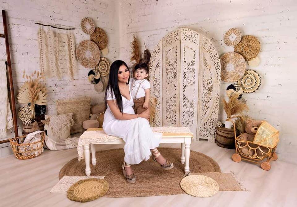 Kate Boho Screen with Pampas Grass Fleece Backdrop Designed by Mandy Ringe Photography -UK