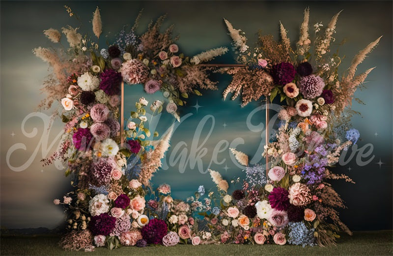 Kate Painterly Fine Art Frame Spring Flowers Fleece Backdrop Designed by Mini MakeBelieve -UK