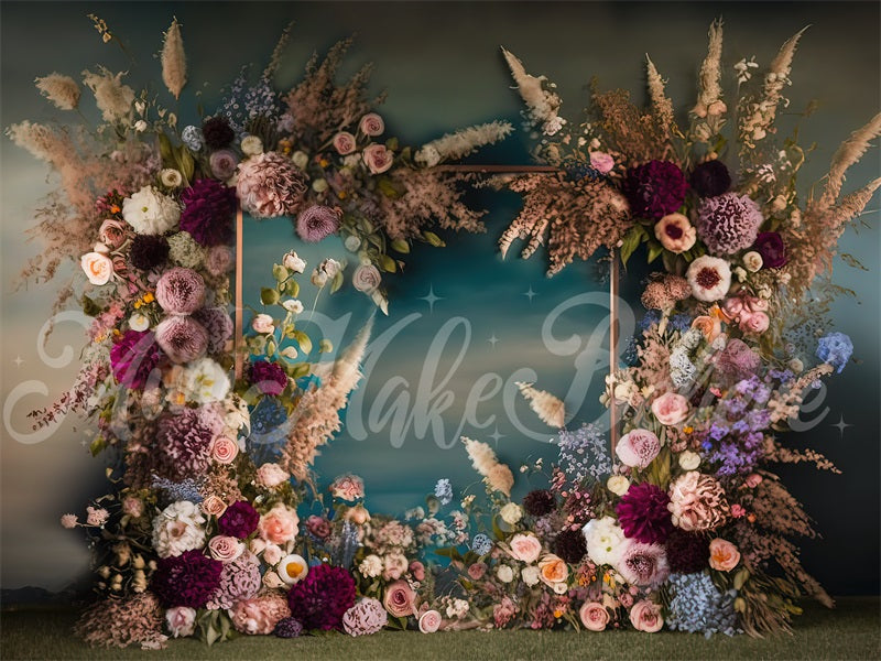 Kate Painterly Fine Art Frame Spring Flowers Fleece Backdrop Designed by Mini MakeBelieve