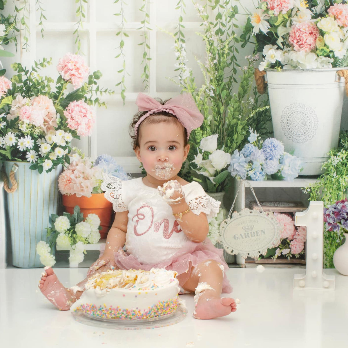 Kate Spring Garden Flowers Photography Backdrops Soft Fabric 10 x 6.5 ft Painted Brick Wall Background Photo Studio (ケイト・スプリング・ガーデン Kate Spring Garden Floral Arch Path Backdrop Designed by Emetselch