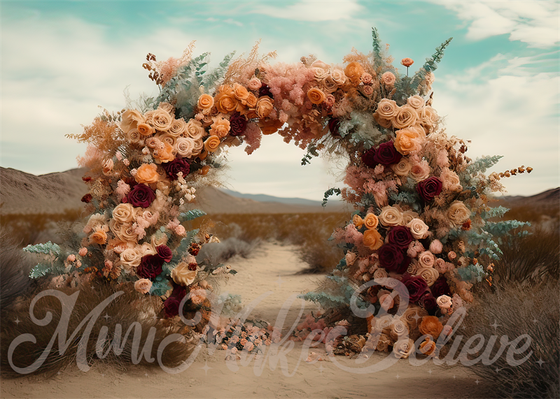 Kate Painterly Boho Fine Art Flower Arch Backdrop Designed by Mini MakeBelieve